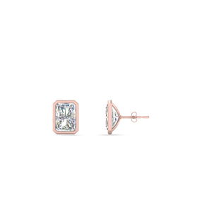 Bezel Stud Earring Radiant Cut Diamond