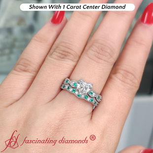 Heart Shaped Milgrain Lab Diamond Wedding Set