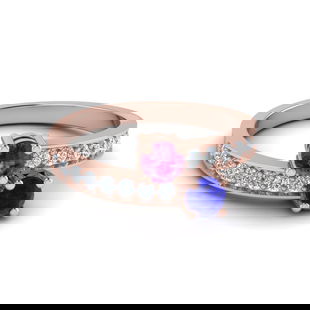 Sapphire Diamond Bypass Channel 2 Stone Ring