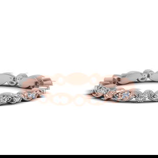 Marquise And Dot Stacked Wedding Band Ring