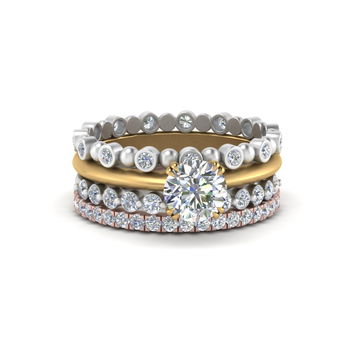 Thin Bands Diamond Stacking Engagement Ring