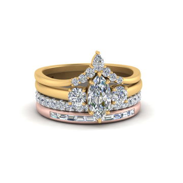 Marquise Ring With Matching Stacking Bands