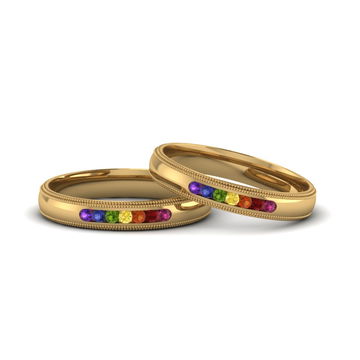 Rainbow Gay Mens Engagement Rings