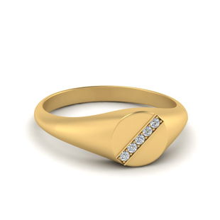 5 Stone Round Diamond Signet Ring