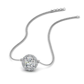 Round Halo Pendant Necklace