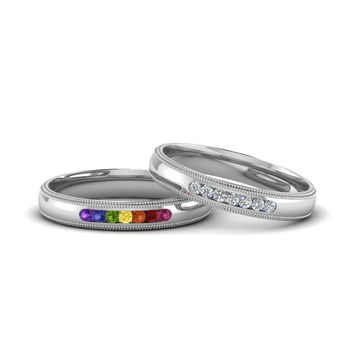 Milgrain Wedding Bands For Gay Couple