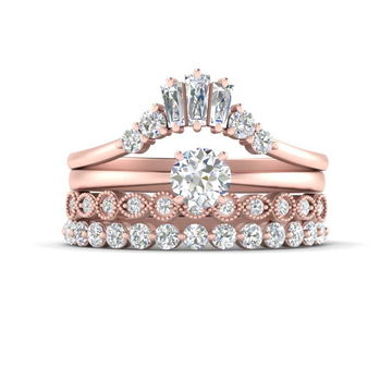 Baguette Crown Multi Band With Solitaire Ring