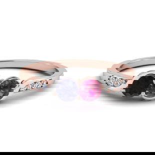 2 Tone Swirl 2 Sapphire Diamond Ring