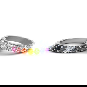U Prong Lesbian Rainbow Wedding Band