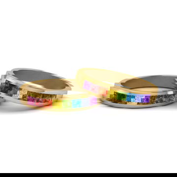 Channel Set Rainbow Ring For Lesbian