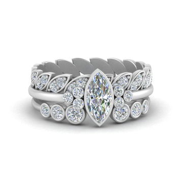 Marquise Bezel Wedding Ring Stack
