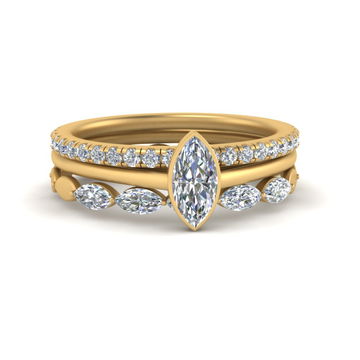 Classic Marquise Wedding Stacking Rings