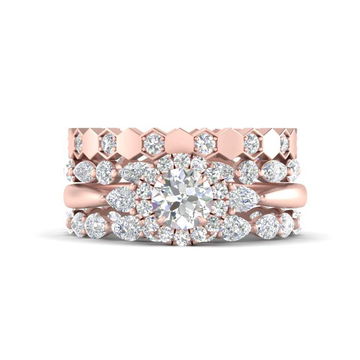 Art Deco 3 Stack Bridal Ring Set