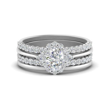 Oval Floral Halo Stacking Ring