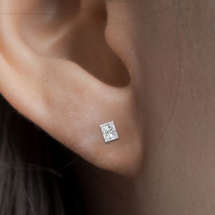 Radiant Diamond Basket Stud Earring 0.75 Carat