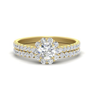 Flower Halo Bridal Ring Set