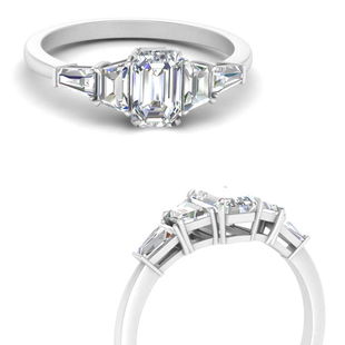 Emerald Cut 5 Stone Trapezoid Modern Engagement Ring
