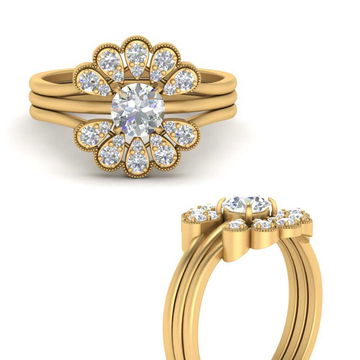 Pear Shape Solitaire Stacked Rings