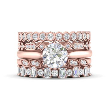 Art Deco 5 Stack Bridal Ring Set