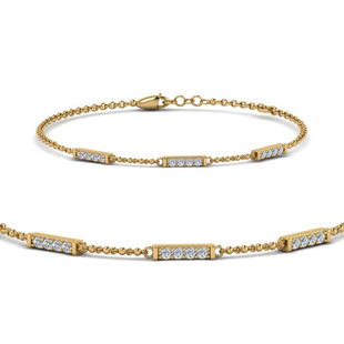 Simple Bar Diamond Chain Bracelet