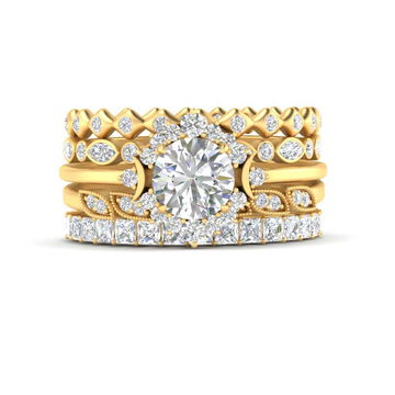 Diamond Multi Stack Wedding Band Sets