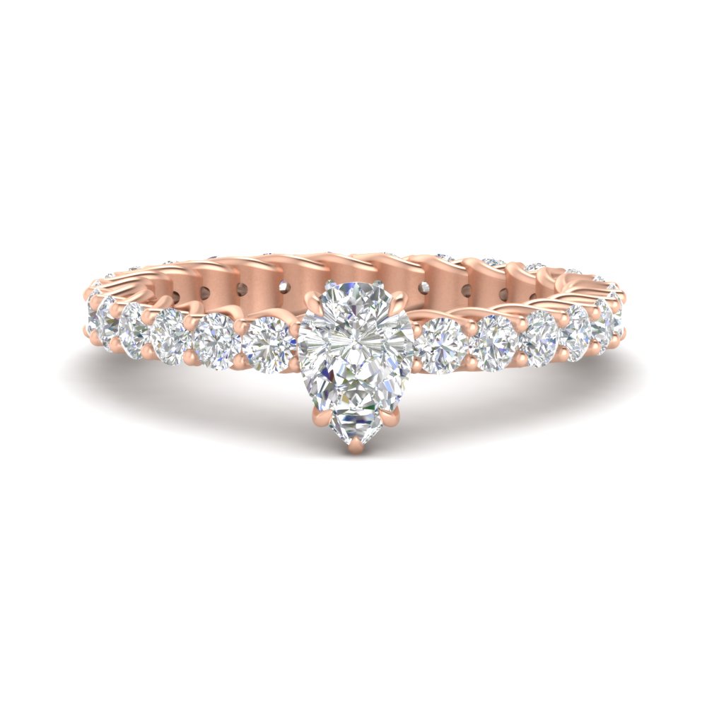 1.50 Carat Pear Lab Grown Diamond Trellis Ring with 14K Rose Gold White Diamond