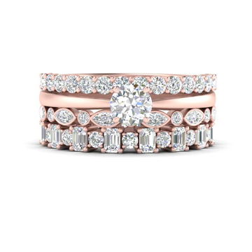 Stacked Wedding Bands With Solitaire
