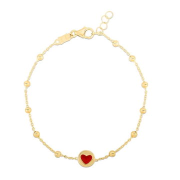 Enamel Filled Heart Gold Bracelet