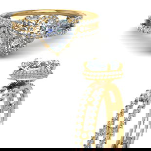 Double Band Halo Engagement Ring