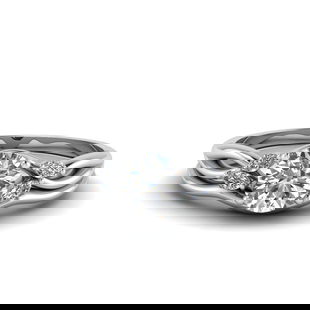 Twist Vine Marquise Accents Ring With Plain Band