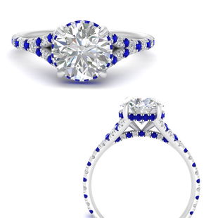 Round Cut Hidden Halo Cathedral Engagement Ring