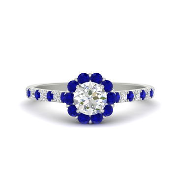 Flower Round Halo Diamond Ring