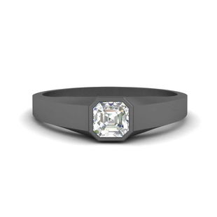 Asscher Cut Bezel Mens Engagement Ring