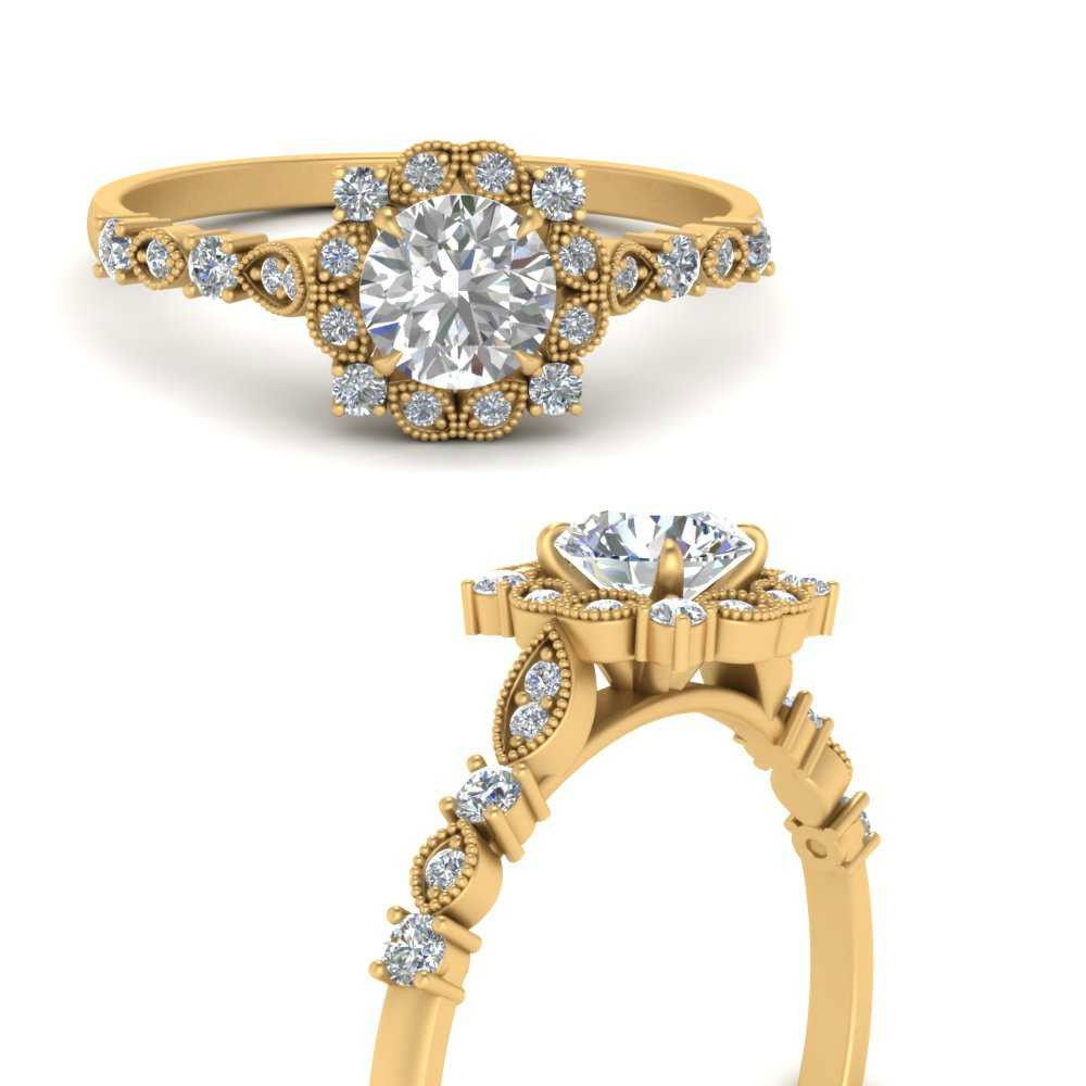 Vintage floral hotsell halo engagement ring