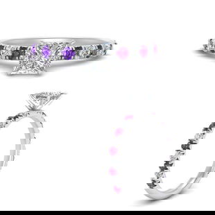 Classic Pave Three Quater Simple Engagement Ring