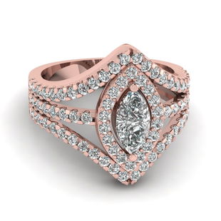 Marquise 3 Row Halo Engagement Ring