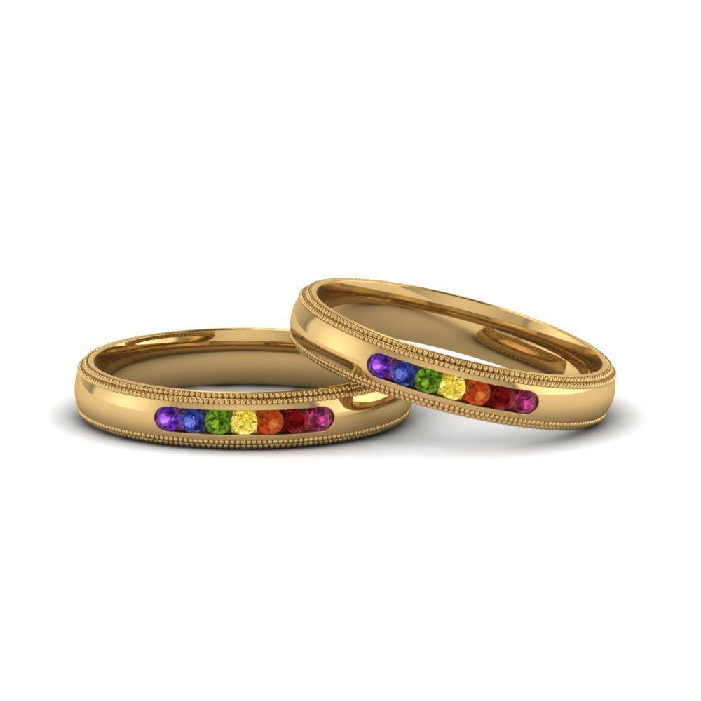 Mens rainbow hot sale wedding rings