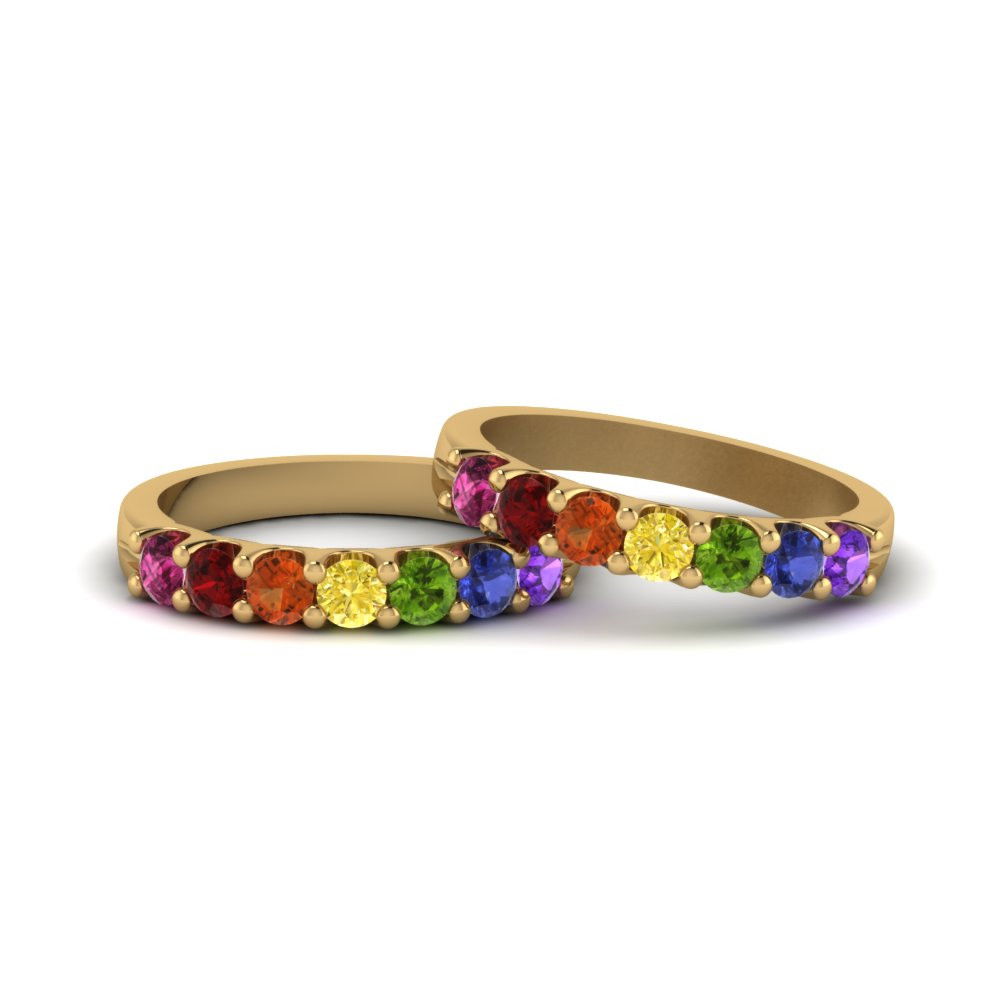 Rainbow on sale wedding band