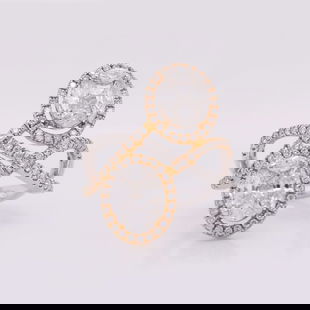 Two Stone Oval Halo Diamond Ring