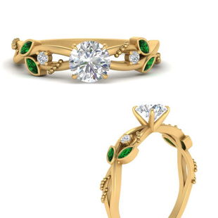 Delicate Flower Round Engagement Ring