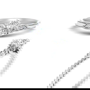 Milgrain Simple Engagement Ring