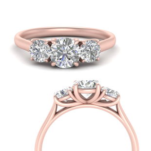 Round 3 Stone Trellis Engagement Ring