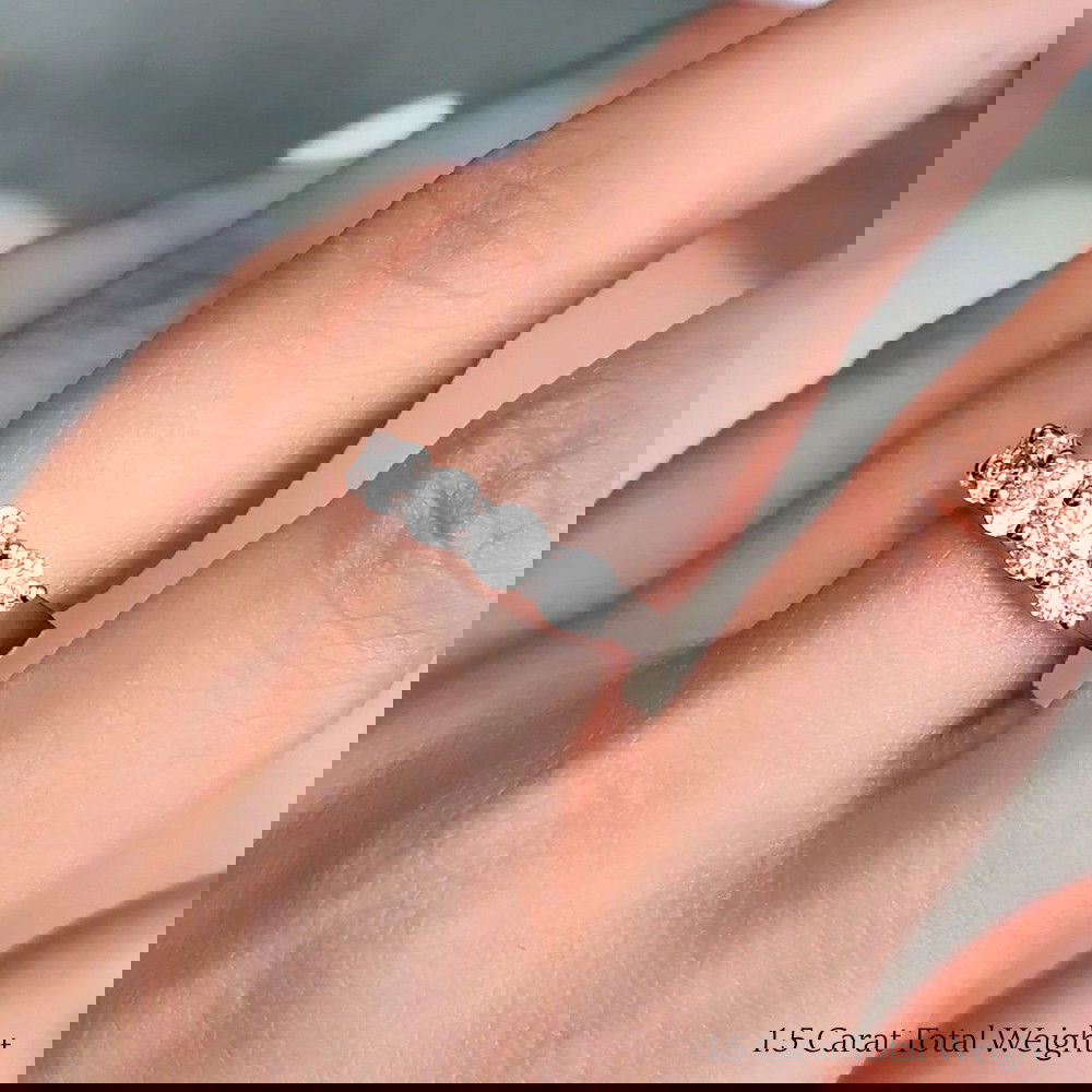 5 Stone Wedding Anniversary Ring 1.50 Carat with 14K Rose Gold undefined