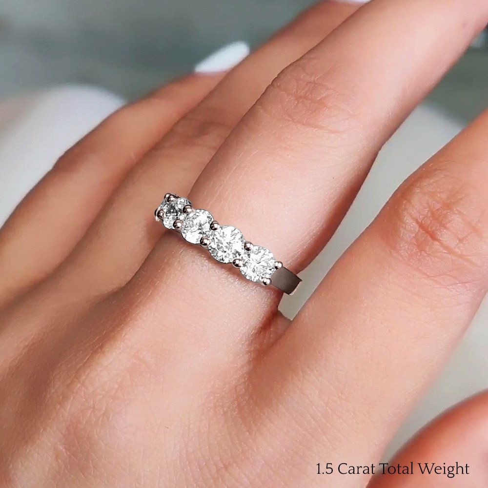 5 Stone Wedding Anniversary Ring 1.50 Carat with 14K Rose Gold undefined