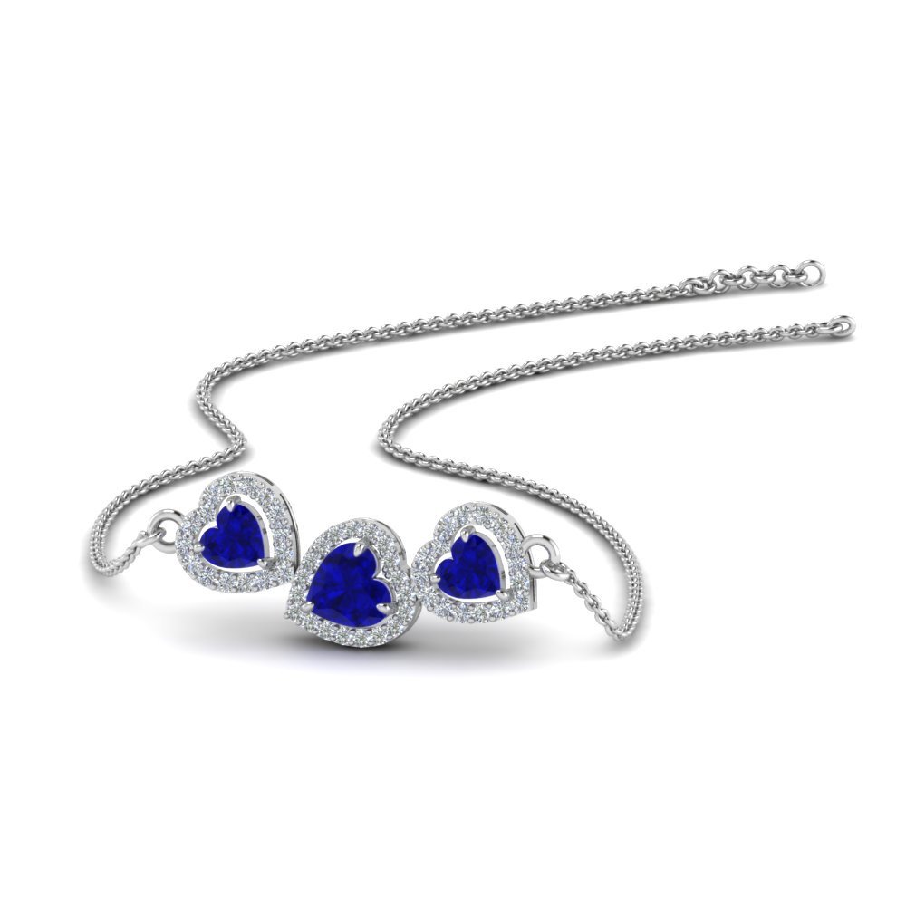 3 stone sapphire deals necklace