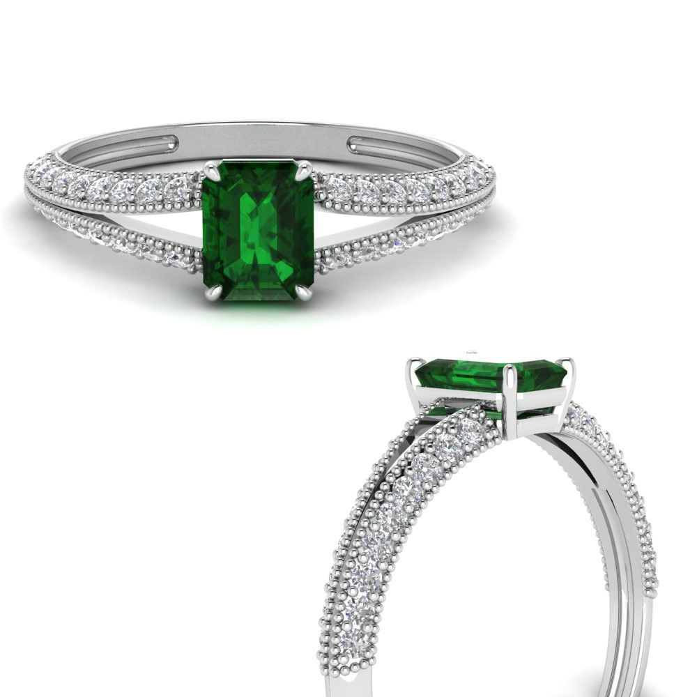 Emerald split sales shank ring
