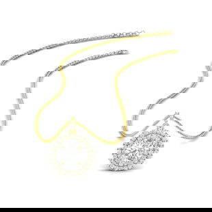 Women Double Halo Pendant Necklace