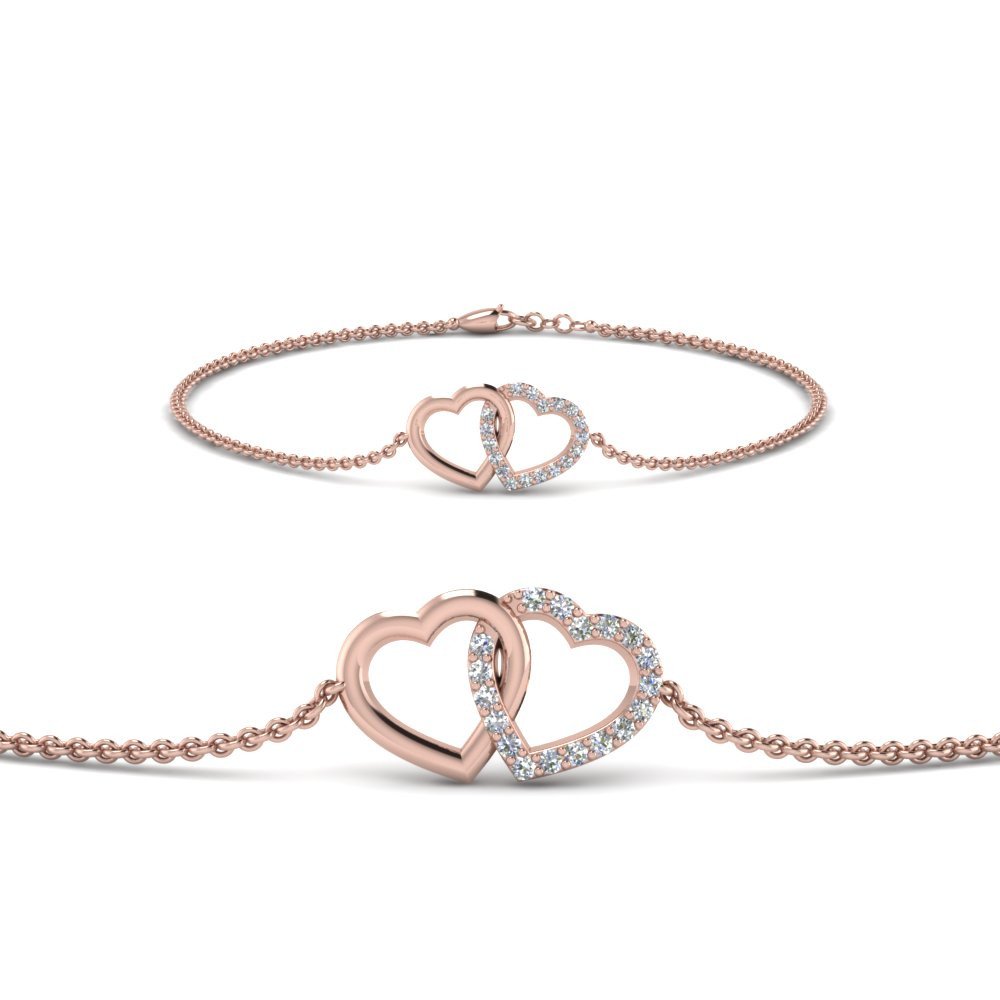 14K Rose Gold-Plated Sterling Silver Pavé Heart Charm Bracelet | Michael  Kors