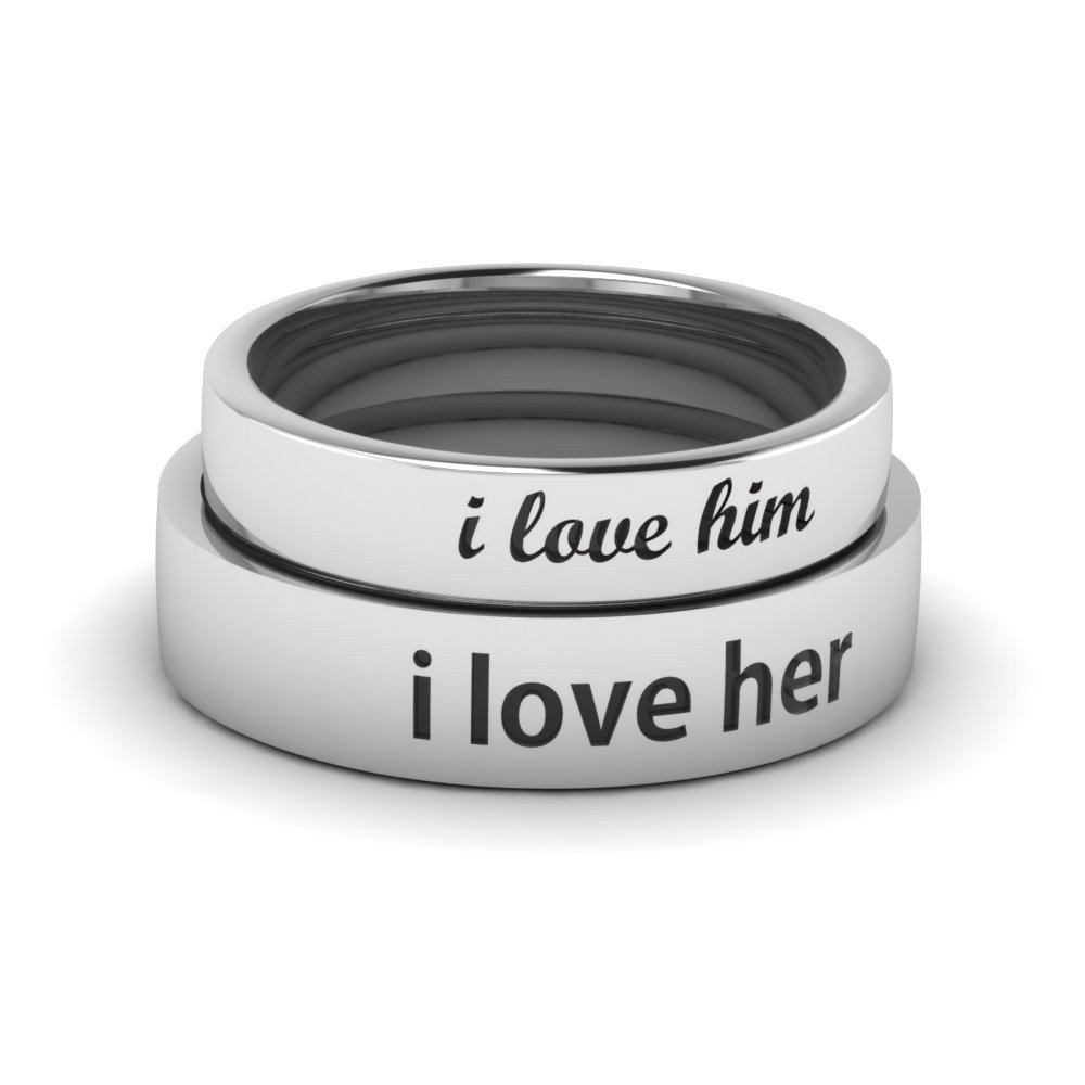 Amazon.com: Banemi Couple Promise Rings Set, His Hers Matching Rings  Stainless Steel Engraved Her Cowboy and His Angel Silver Black Rings for Him  and Her Couples Size W6M6 : Clothing, Shoes &