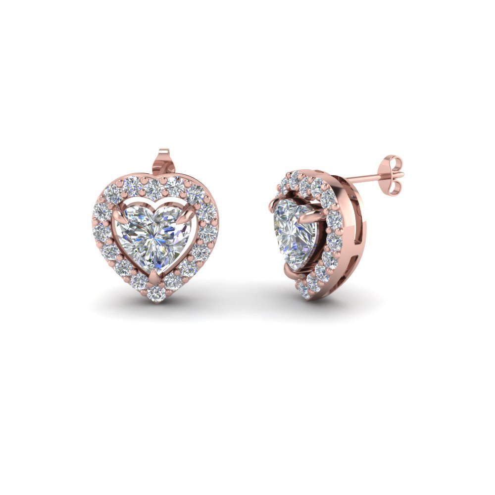 Rose gold diamond on sale heart earrings